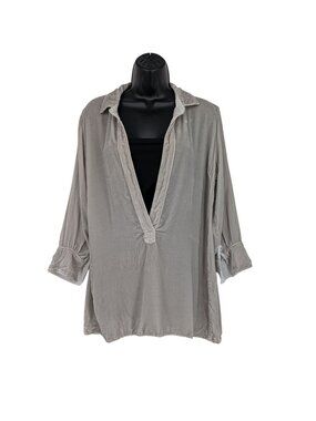 CP Shades Deep V Velvet‎ Tunic Top Rayon Silk Boho Minimalist Relaxed USA Small